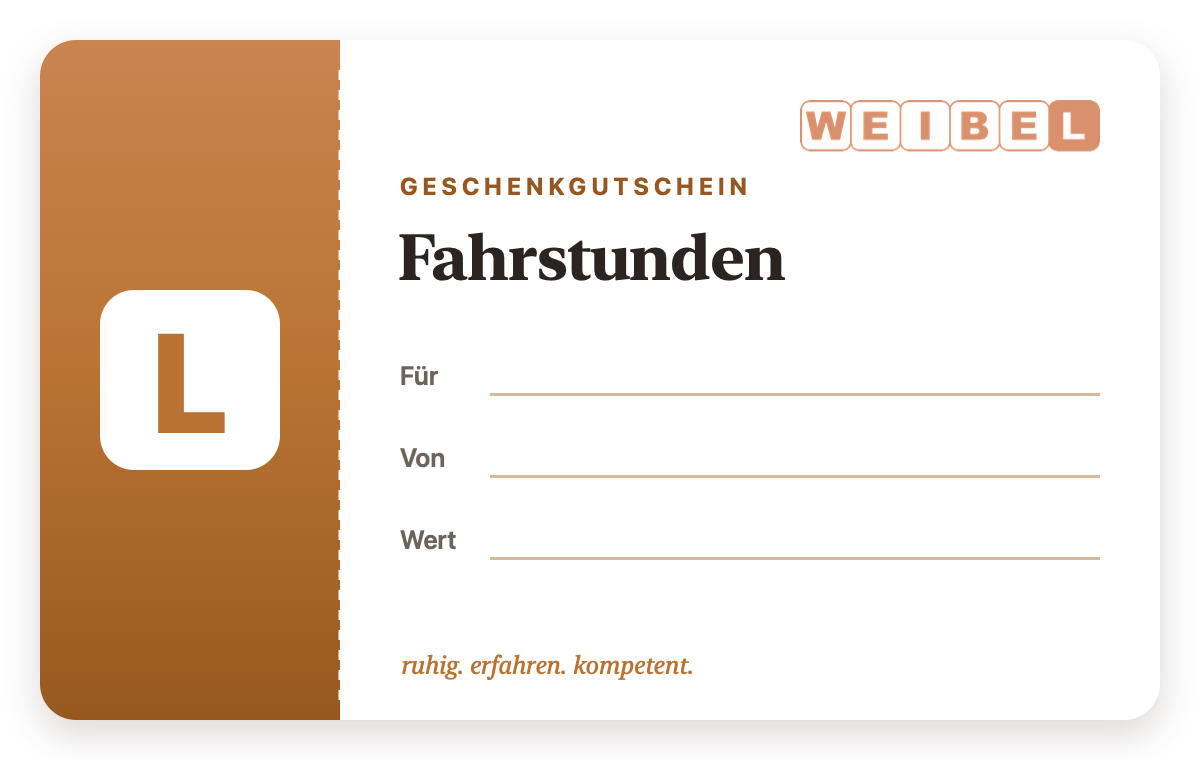 Geschenkgutschein für Fahrstunden bei der Fahrschule Marc Weibel